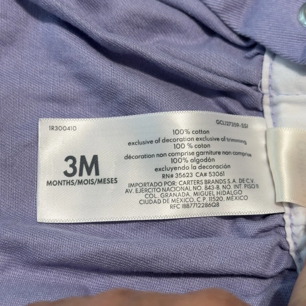 OSHKOSH BABY B'GOSH Periwinkle Purple Overall Vestbak Dress 3 Months